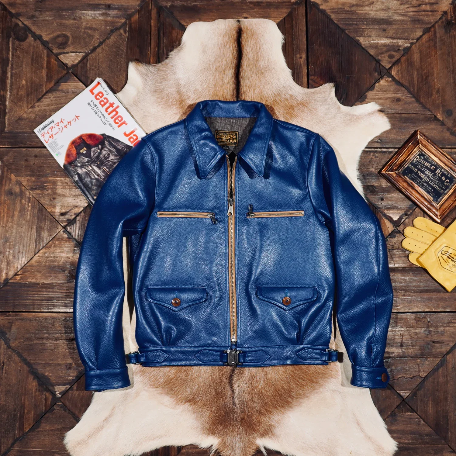 Tailor Brando 1.6MM Full-Grain Vegetable-Tanned Cowhide Heavyweight Men's Short Hartmann Classic Genuine Leather Aviator Jacket
