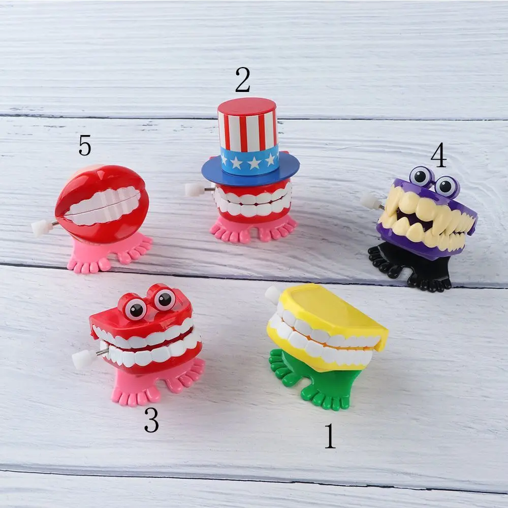 Cute for Baby Kids Chattering Funny Plastic Babbling Denture Clockwork Toy Walking Teeth Shape Wind Up Clockwork Toy