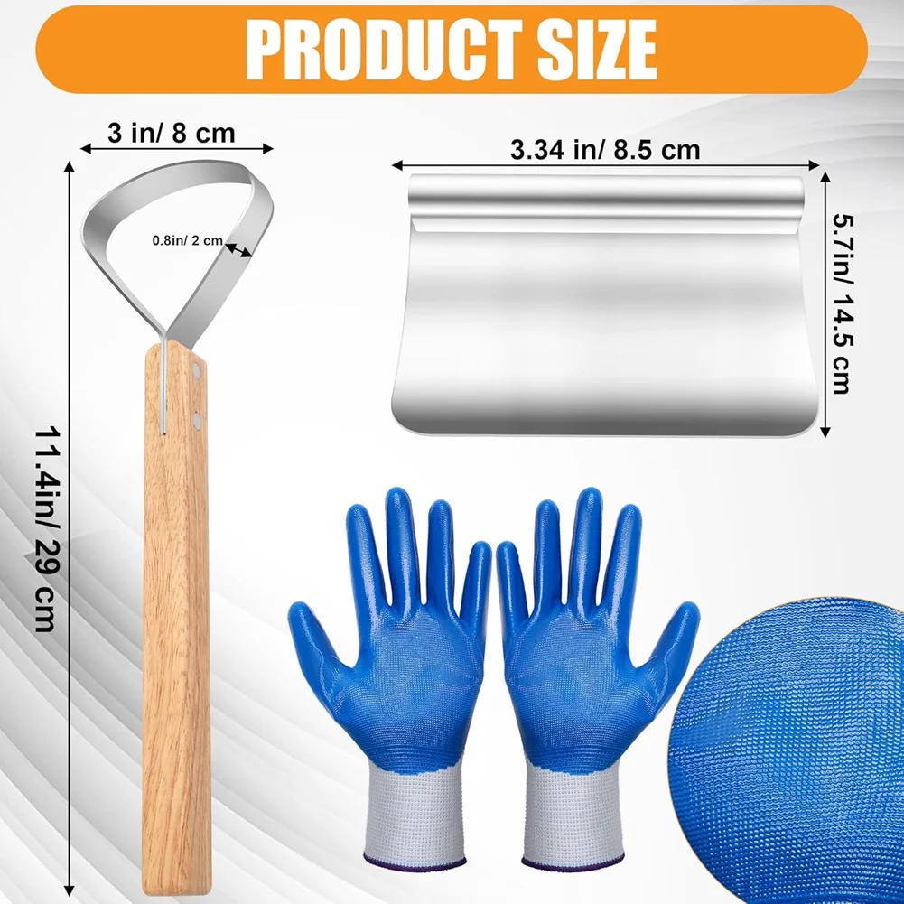 A013 2PCS Hide Scraper Fleshing Tool Fleshing Knife Taxidermy Tools + Animal Skinning and Fleshing Knife Debarking Tool