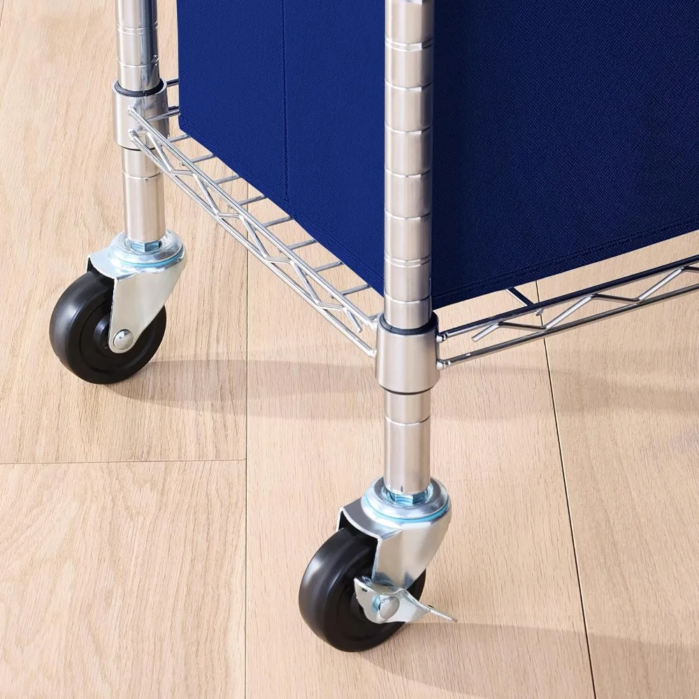 Adjustable Double Hanging Rod Garment Rolling Closet Organizer, Chrome Finish, 36'' x 14'' x 72''