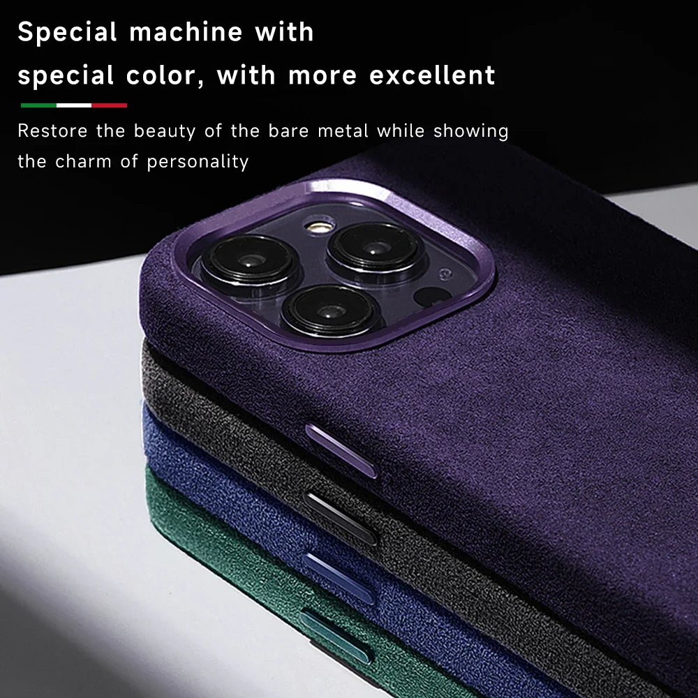 Luxury Magnetic Leather Case for IPhone 15 Pro Max 14 13 Pro 12 Luxury Supercar Suede Fundas for Iphone 15pro Magsafe Charging