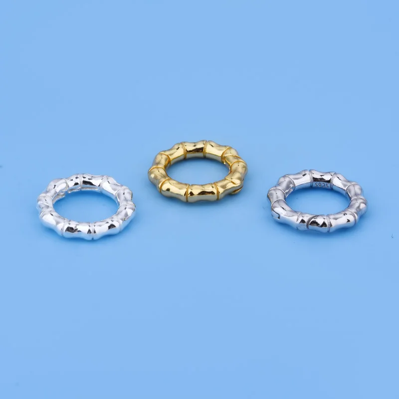 

s925 sterling silver inner buckle bamboo knot open ring connection buckle hand-woven jewelry diy accessories material