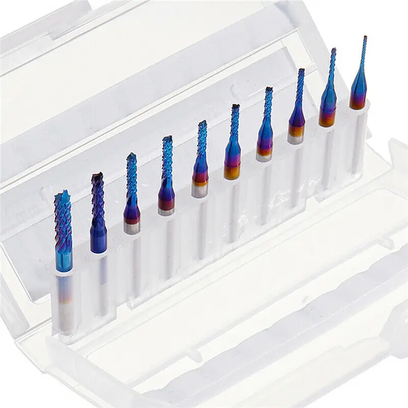 

18'' Shank For NANO Blue Coat End Mills Set of 10 for CNC Router Perfect for Carbon Fiber and Hardwood Applications