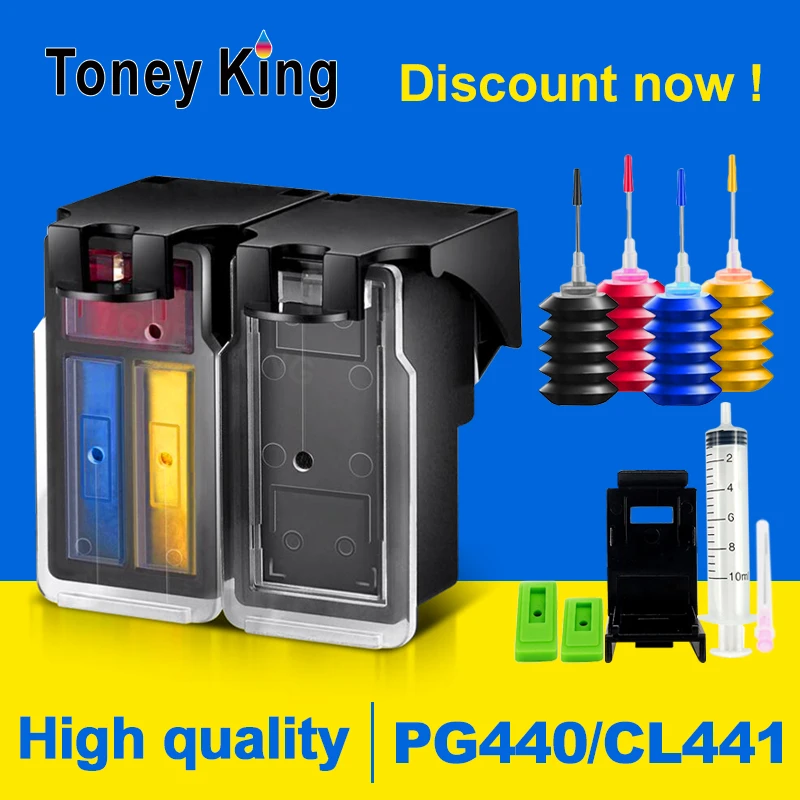 Refillable Ink Cartridge PG 440 CL 441 XL Compatible for Canon PG440 CL441 PIXMA TS5140 MX394 438 MG 3540 4240 3640 2140 4140