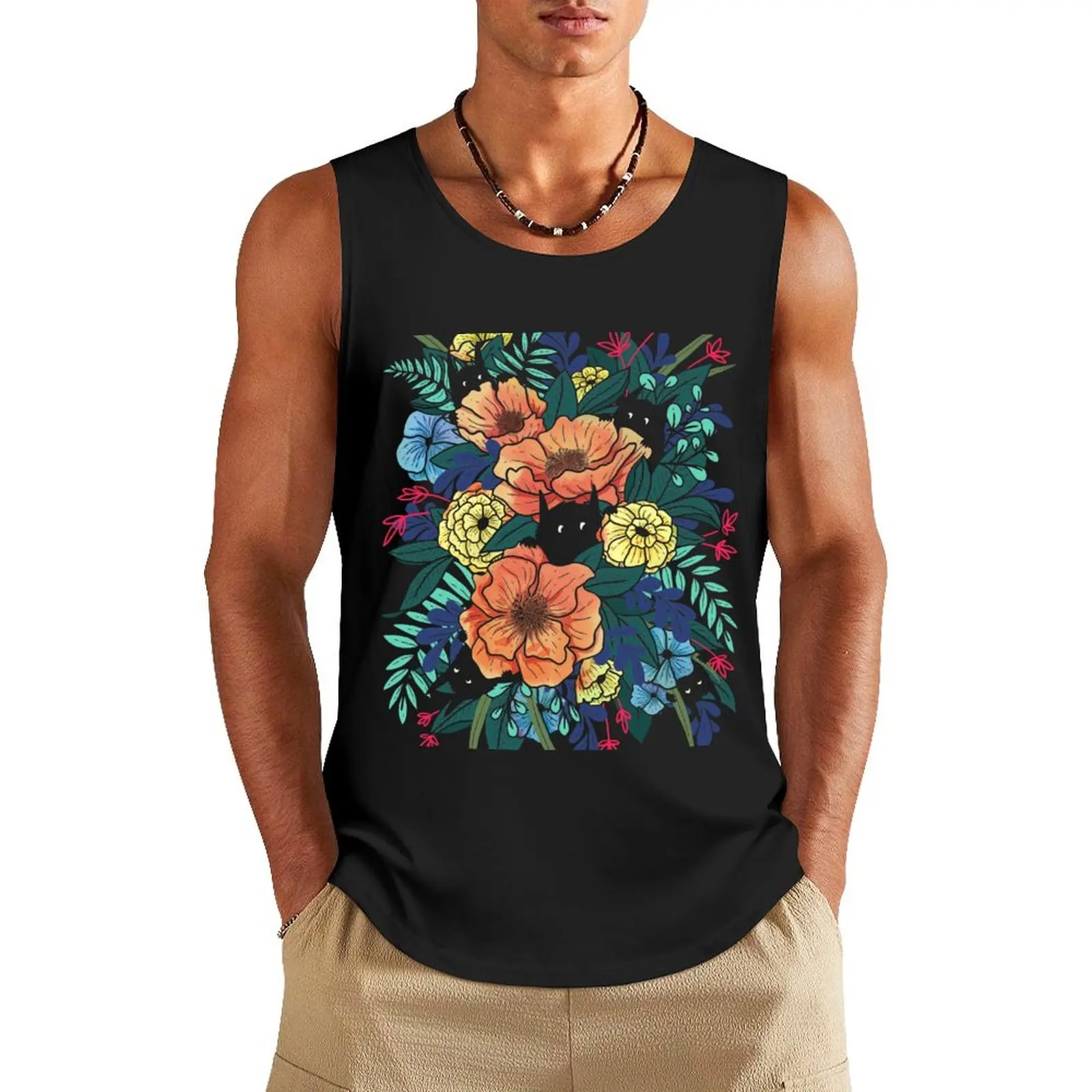 

Wild Flowers Tank Top Top summer male top