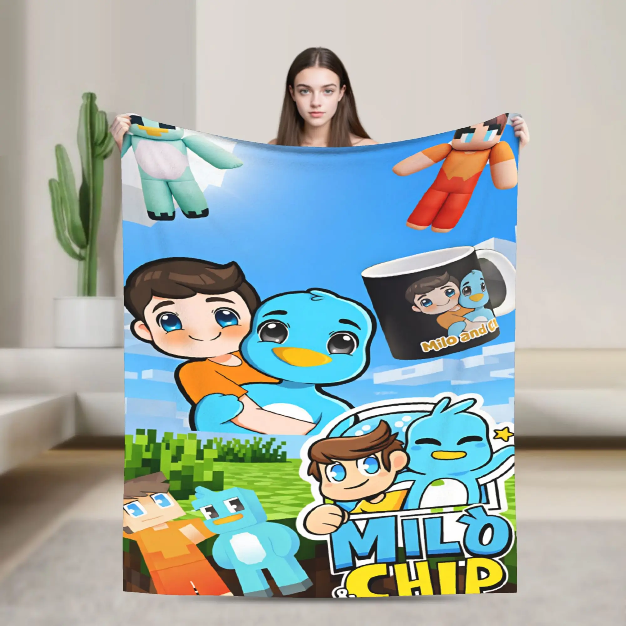 Milo And Chip Blanket  Super Soft Novelty Plush Bedding Throws For Couch Chair Decorative Flannel Bedspread Bed Cover