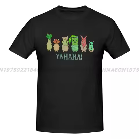 Korok Yahaha T Shirt Men 100% Cotton Vintage T-Shirt Round Collar Z-Zelda Tee Shirt Short Sleeve Clothes Gift Idea