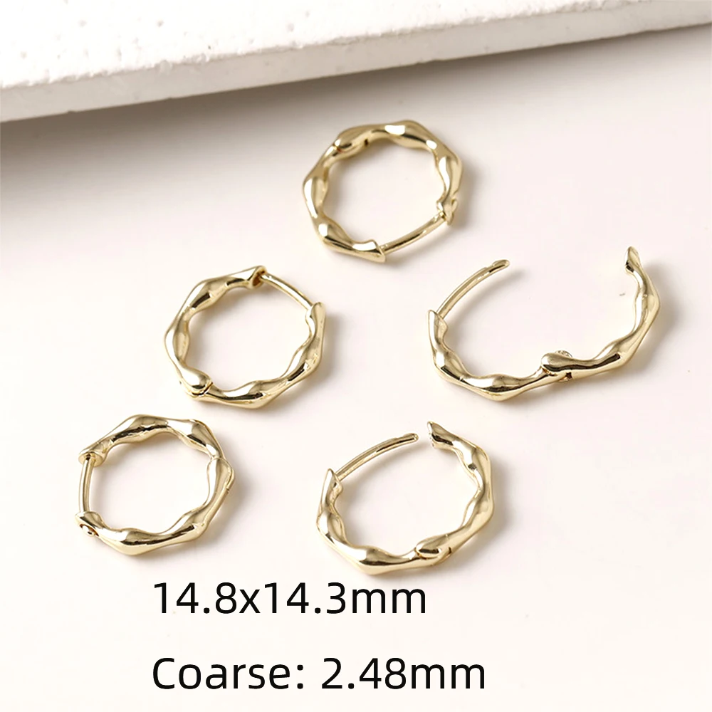 4 Pieces Copper Plating with 14k Genuine Gold Retro Irregular Ear Buckle DIY Jewelry Making Semi-finished Product Accessory