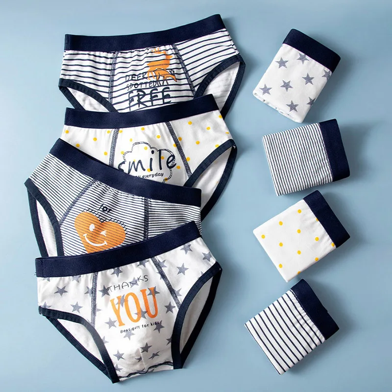 Children Boys Triangle Underpants Kids Pure Cotton Underwear Color Random Fit 10-37kg Medium Large Student Short Pants Clothes
