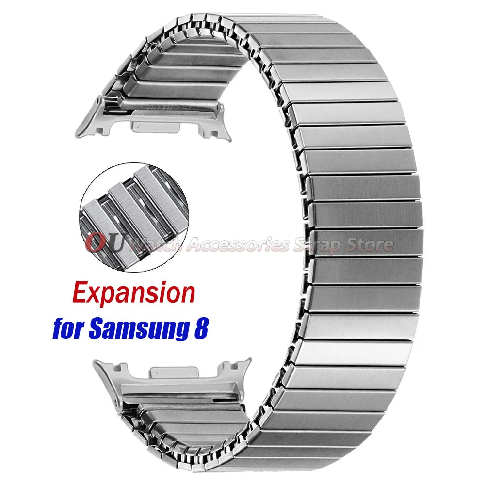 Für Samsung Galaxy Watch 8 40mm 44mm Uhrenarmband Elastische Stretchbänder für Galaxy Watch 8 Classic 46mm Metall-Dehnungsarmband