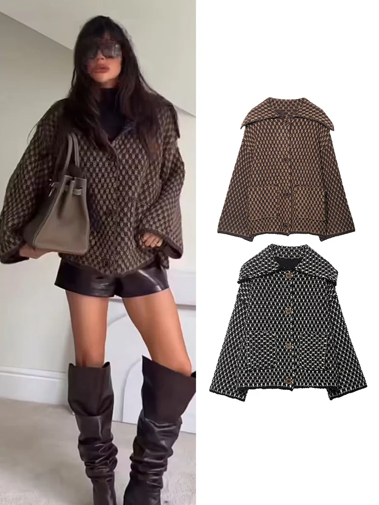 

Women Lapel Cardigan Sweater 2026 Spring Autumn Long Sleeve Single Breasted Knitted Coats Fashion Street Chic Knitted Outerwear