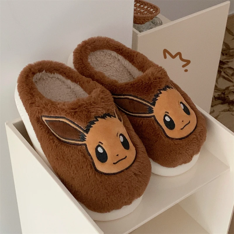 Genuine Pokémon Autumn and Winter Plush Warm Fashion Anime Cartoon Snorlax Plush Home Cotton Slippers for Men and Women