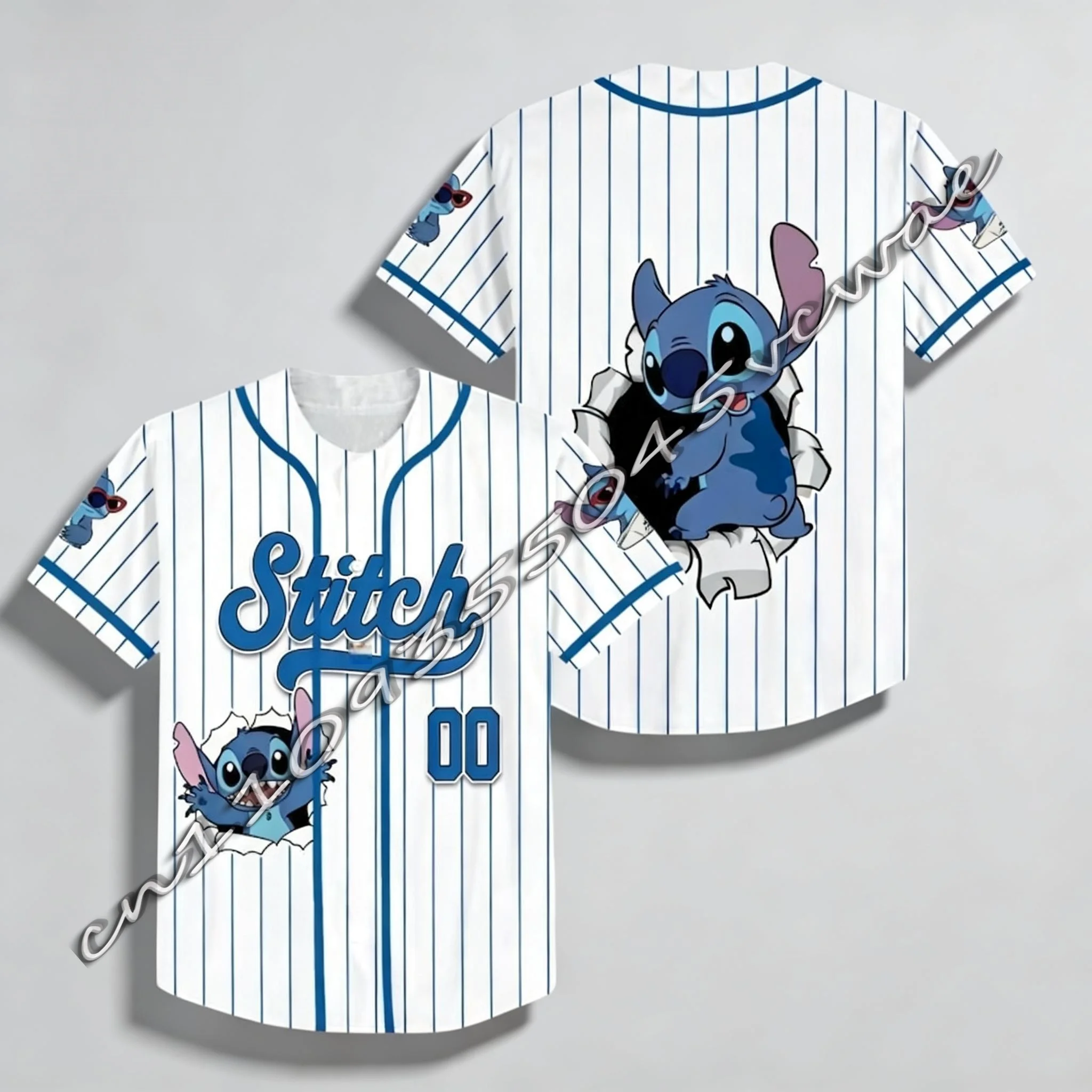 

Летняя спортивная бейсбольная футболка Disney Interstellar Baby Stitch для пар, мужская и женская, для беременных, 2026