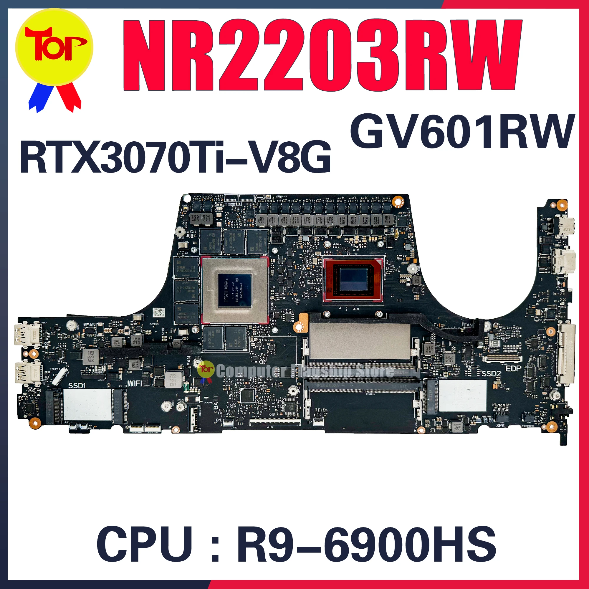 KEFU NR2203R Mainboard  For ASUS NR2203RW NR2203RX GV601RW GV601RM Laptop Motherboard R9-6900HS RTX3070Ti RTX3060