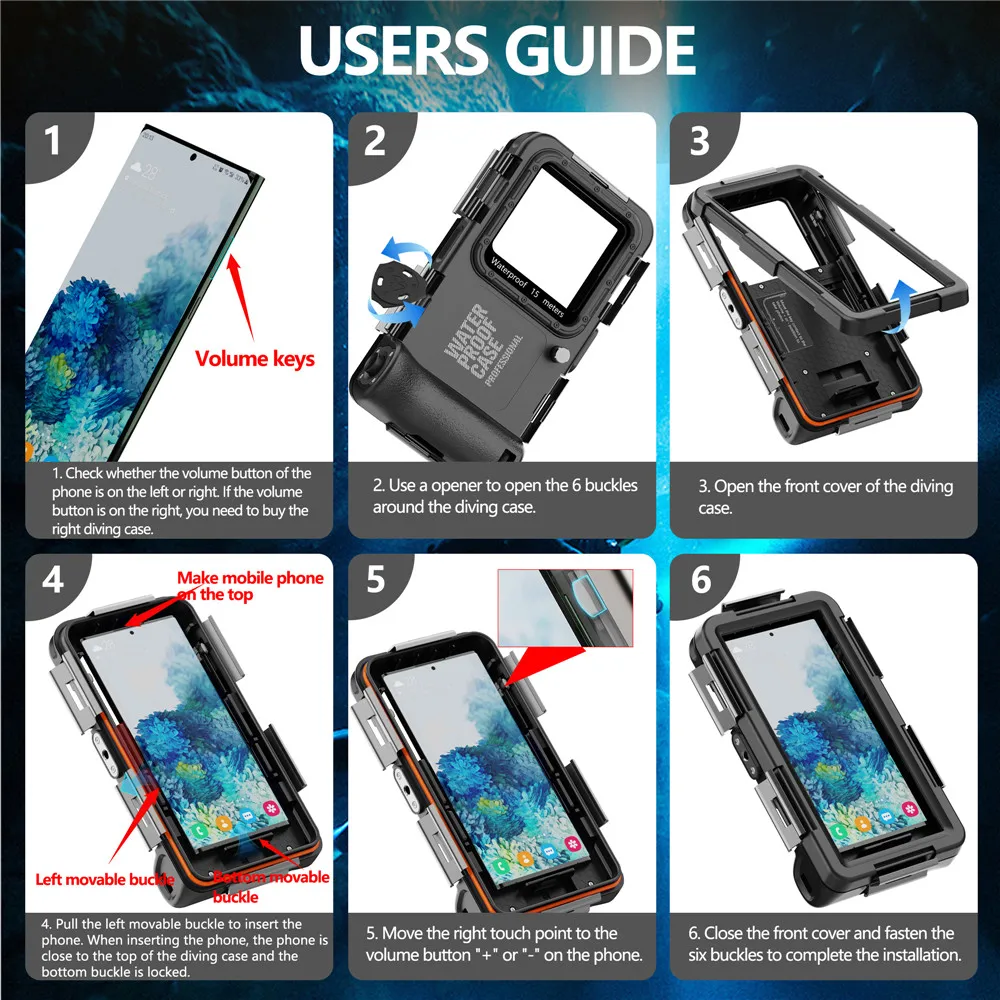 Ulepsz profesjonalne wodoodporne etui do Samsung S25 Ultra Google 10 9 8 Vivo X200Pro ze smyczą Pływanie Snorkeling Surfing — zdjęcie produktu 5