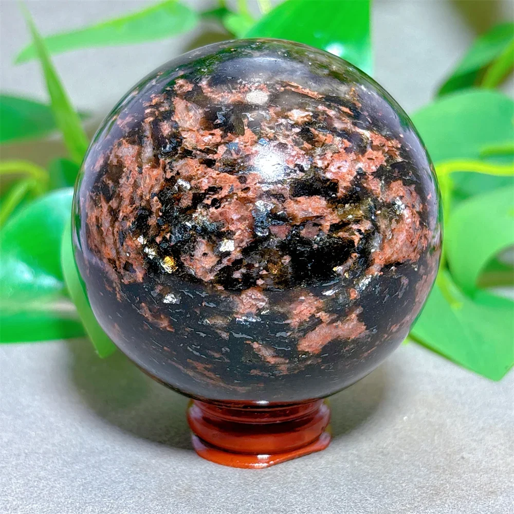 Pink Tourmaline Gold Mica Sphere Crystal Natural Quartz Stone Home Decoration Craft Gifts Energy Spiritual Garden Love +Stand