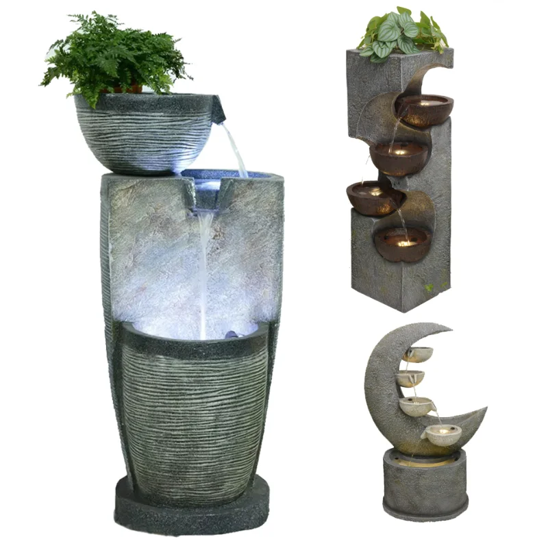 Home Decor Stone Shape Garden Solar Water Fountain Modern Indoor Fountain