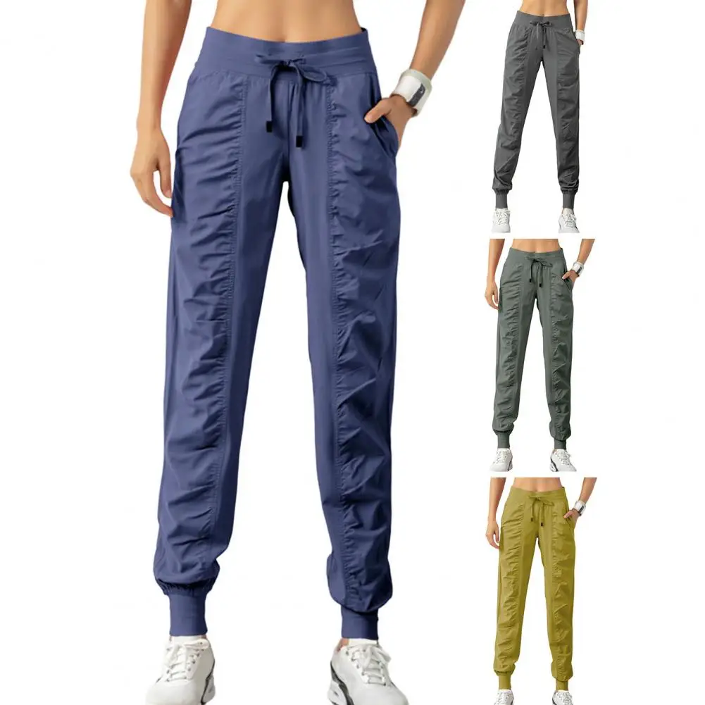 Women Pants Comfortable Women\'s Cargo Pants Stylish High Waist Drawstring Soft Breathable Fabric Ankle-banded Loose for Sports