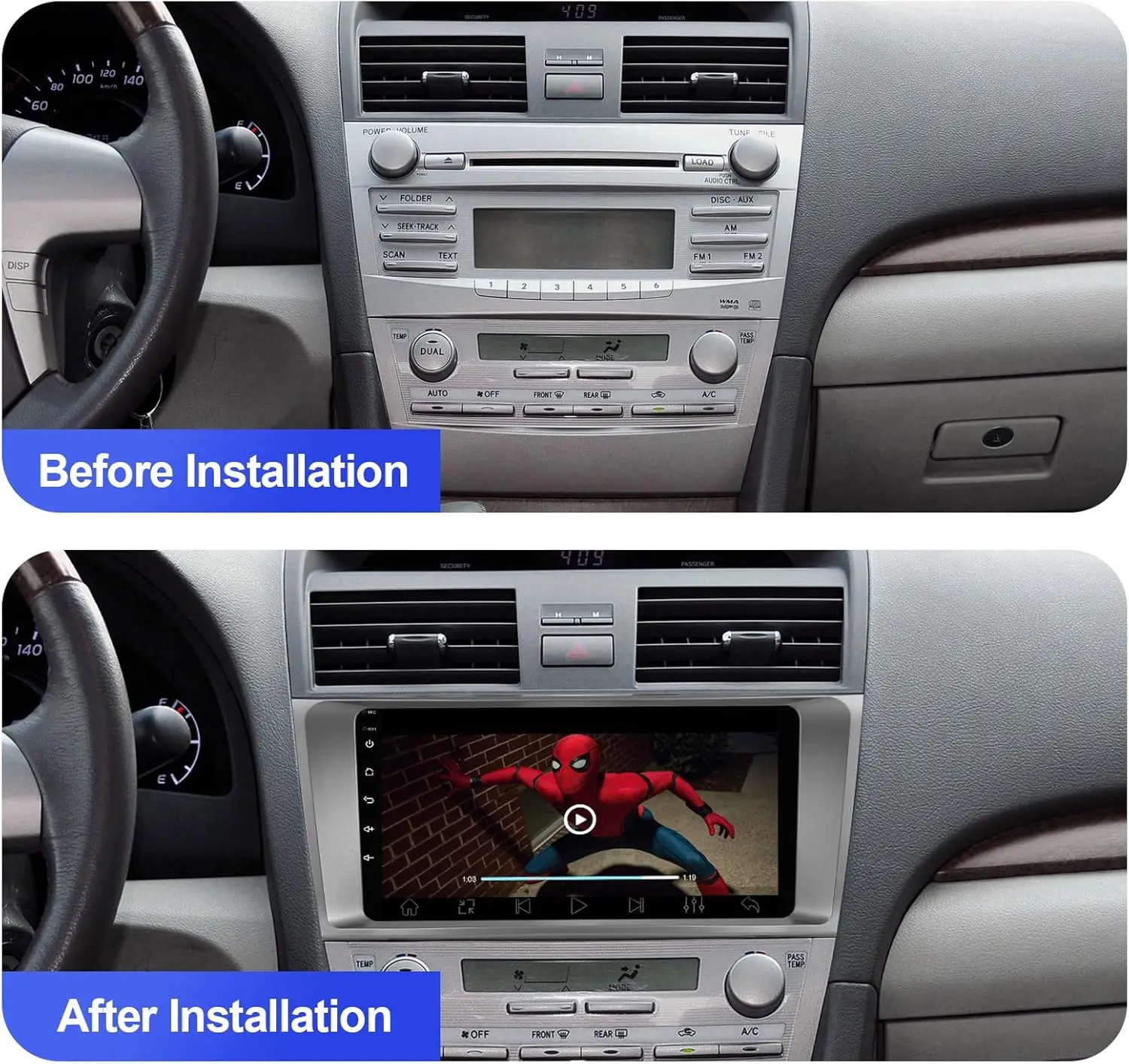 ستيريو سيارة أندرويد 12 لسيارة تويوتا كامري 2006-2011، شاشة تعمل باللمس، كاربلاي/أندرويد أوتو، نظام تحديد المواقع العالمي (GPS)، بلوتوث، قراءة فقط 32 جيجابايت