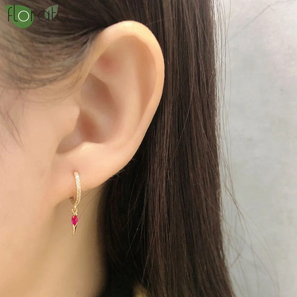 925 Sterling Silver Needle Fashion Multicolor Zircon Water Drop Small Earrings New Arrival 2022 Hoop Earrings for Women Jewelry