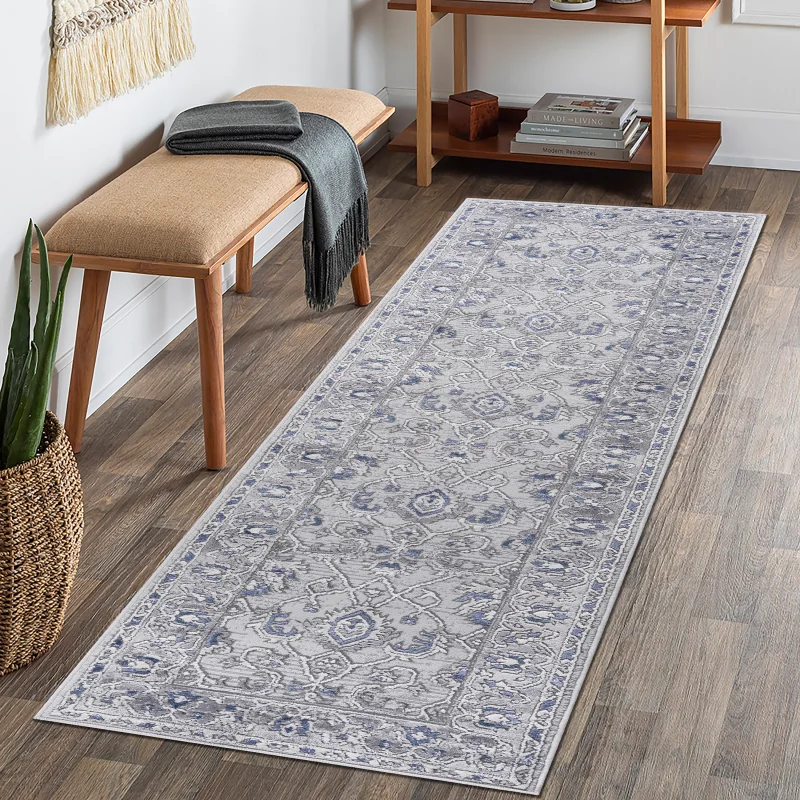 

NAAR MARFI Collection 2X8 Grey / Blue / Oriental Runner Rug
