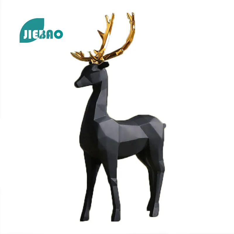 

Black Elk Deer Resin Statue Nordic Abstract Ornaments For Figurines Interior Sculpture Room Home Decor