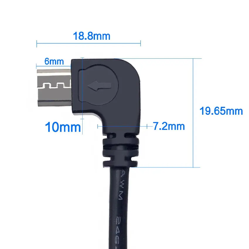 90° Micro USB 2.0 Male Jack Android Interface 4 Core 2 Core Male Power Data Charge Cable Cord Connector 30CM Cable