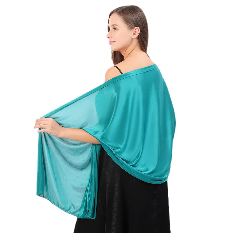 Elegante Seidige Abendkleider Schals für Frauen Hochzeit Schal Braut Brautjungfer Boleros Shrugs Bankett Capes Wraps