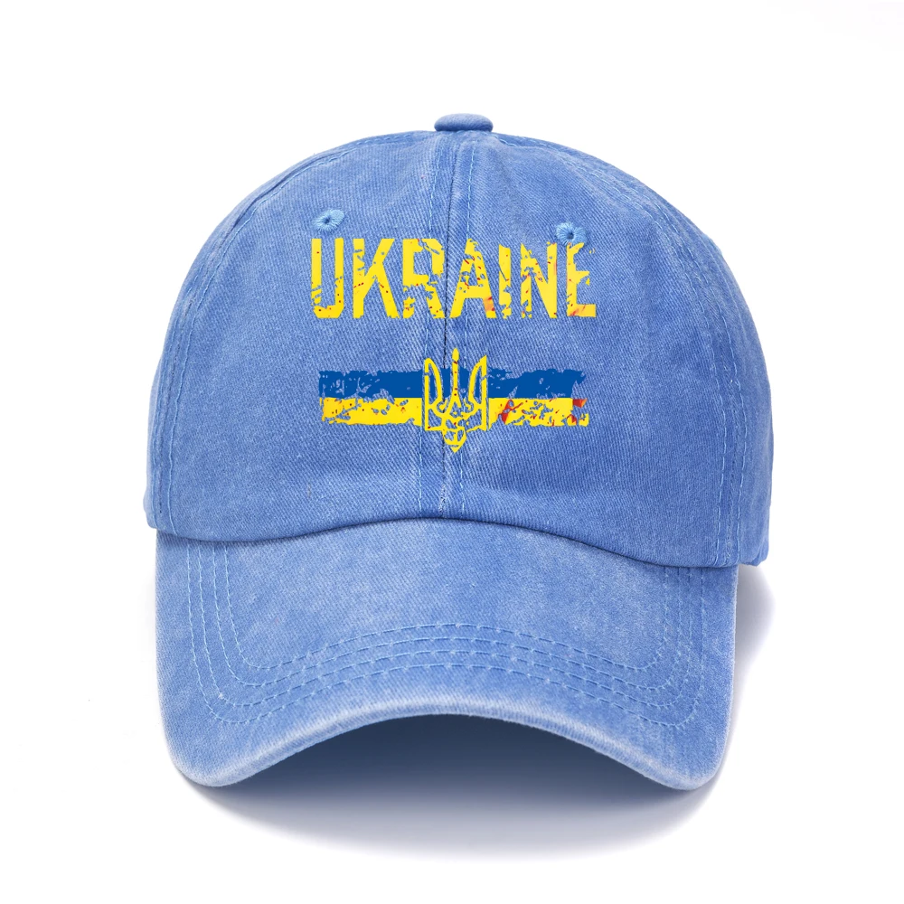 New Ukraine Washed Cotton Print Retro Unisex  Emblem Popular Baseball Cap Outdoor Sports Adjustable Sunshade Hat