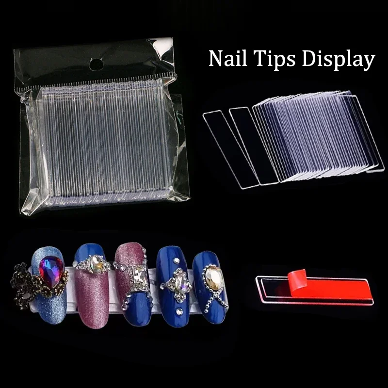 

Transparent False Nail Tips Display Stand Holder Nail Art Practice Tools Acrylic Fake Nails Holder Strip Manicure Showing Tools