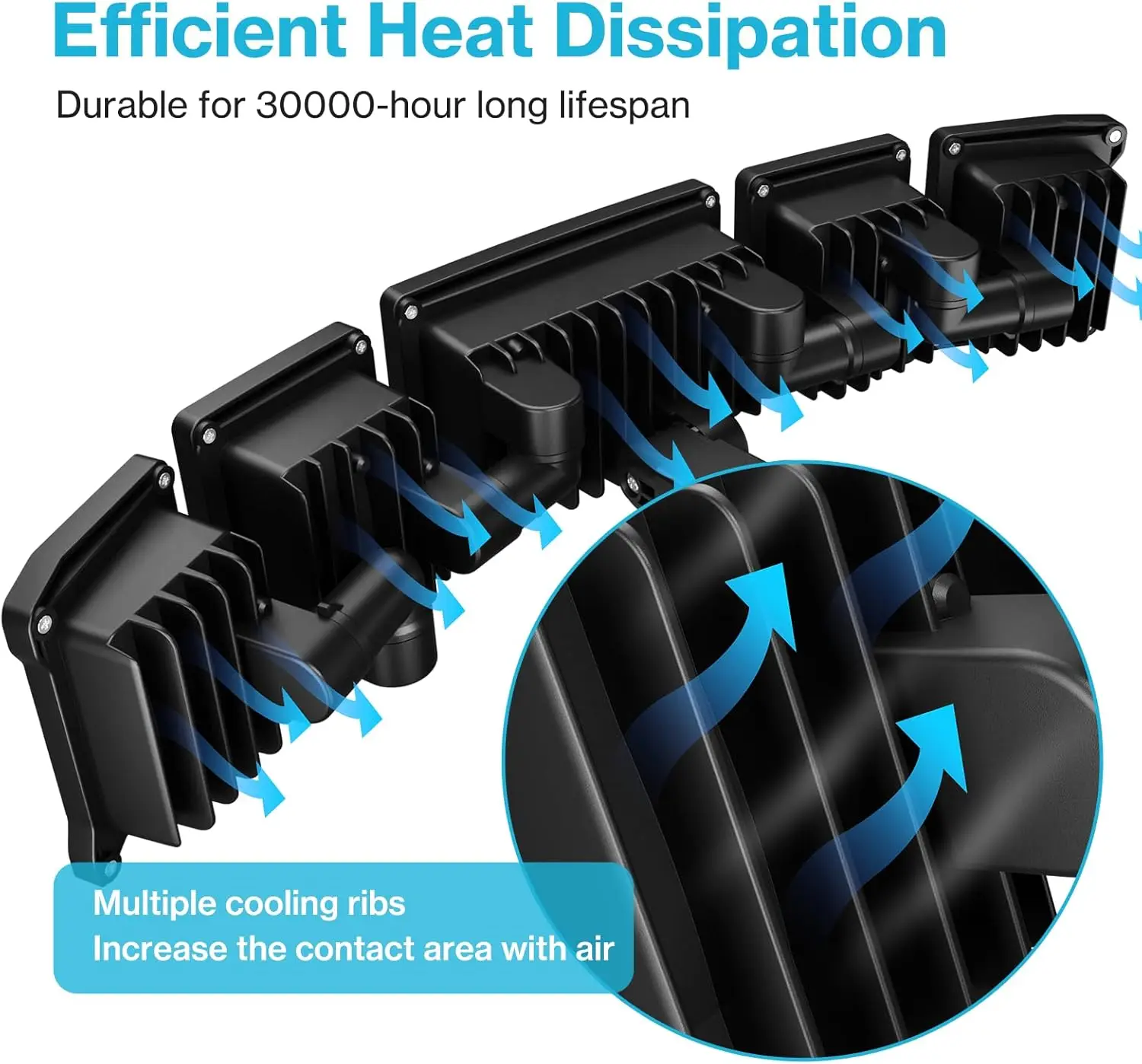 130W LED投光器、5つの調整可能なヘッド、13000LMの明るさ、IP65防水、屋外セキュリティ照明用