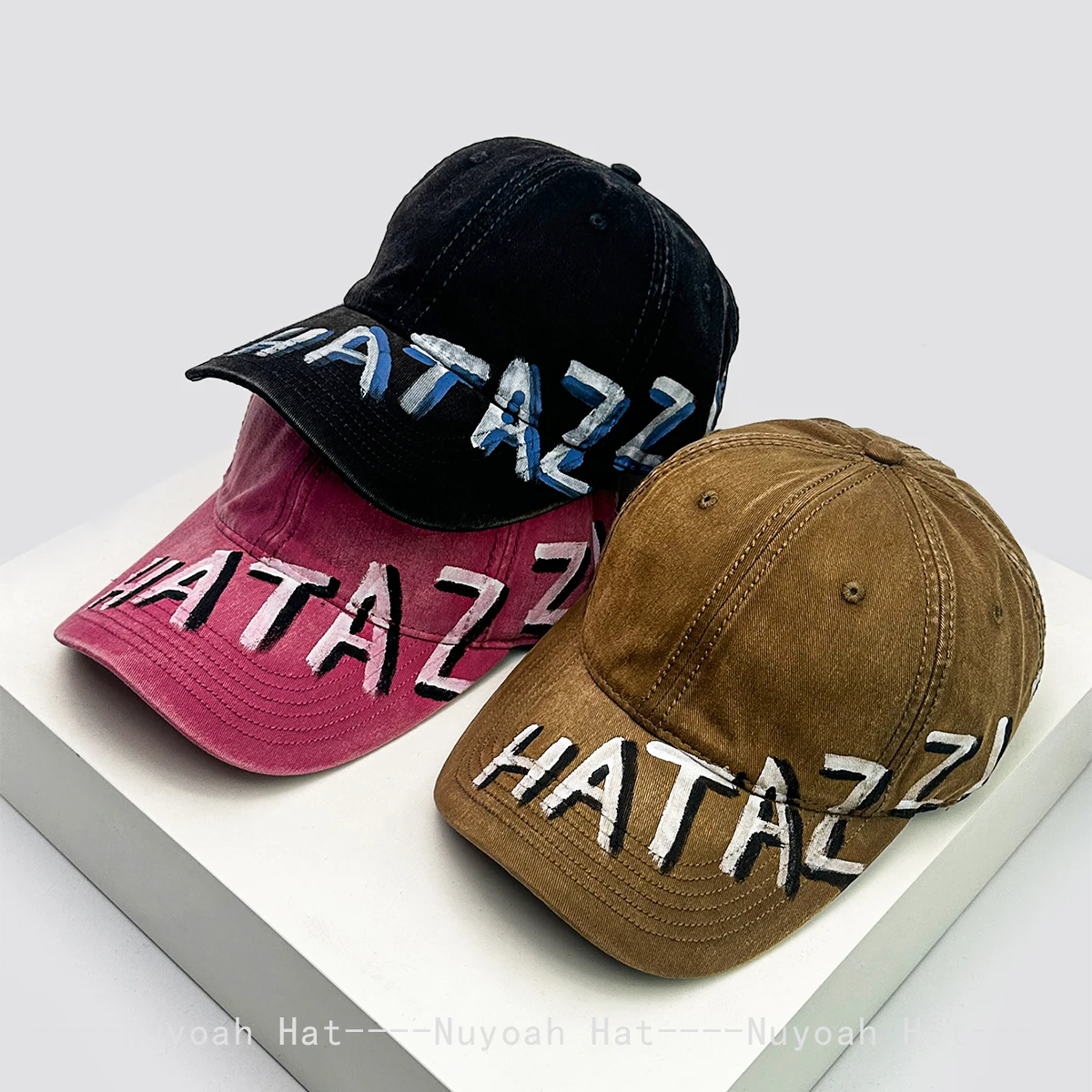 

New Men Women American Vintage Graffiti Letters Baseball Hats Sunshade Casual Versatile Personal Peaked Caps Street Fashion ins