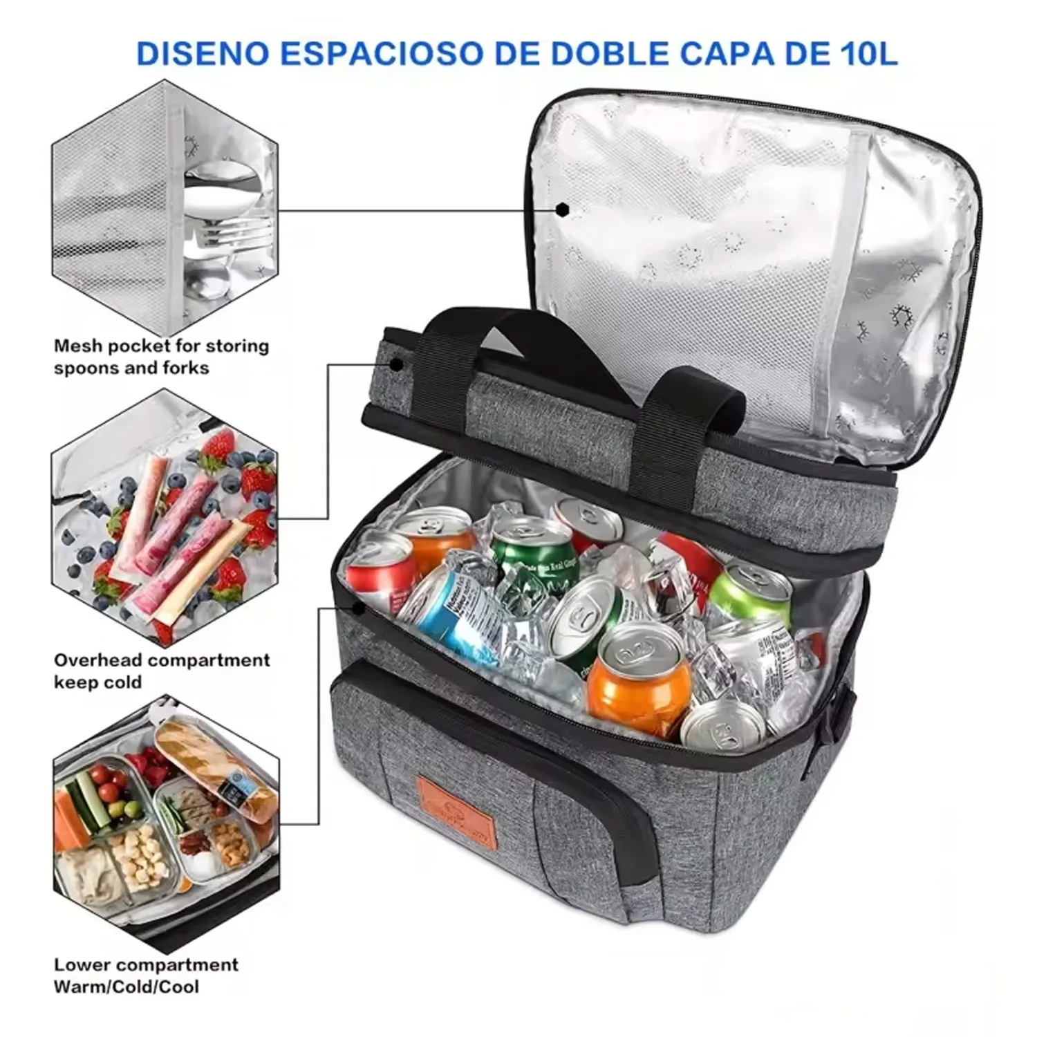 

Двухслойная изоляционная сумка для обеда Bento, портативный холодильник для пикника, пакет со льдом, водонепроницаемые термосумки для еды, ланчбокс, 25 л, большая емкость