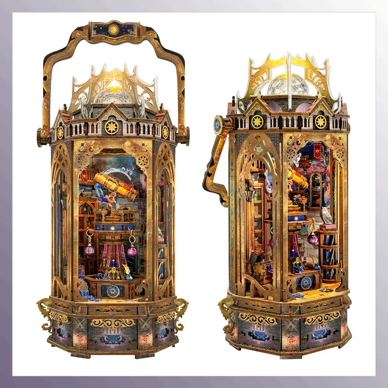 

Diy деревянный фонарь с мхом, гармония, садовая книга, уголок, полка, вставки, наборы, миниатюрный комплект модели, японский подставка для книг для друзей, подарки