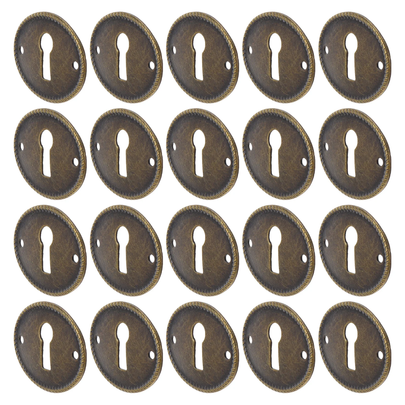 

20Pcs Retro Decorative Iron Plate Oval Plated Finish Keyhole Cover for Furniture Cabinet Door Drawer Desk Box Decorative