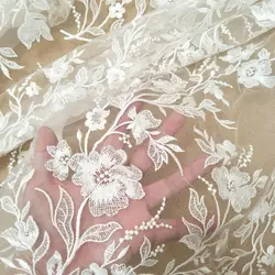 Flower Elegant lace fabric for wedding dresses handmade Elegant lace  130cm wide sold by the yard