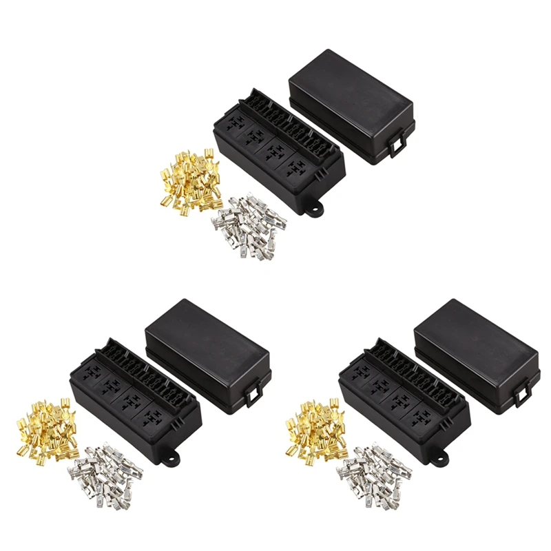 A48P-3X 12 Way Blade Fuse Holder Box With Spade Terminals For Car Truck Trailer And Boat