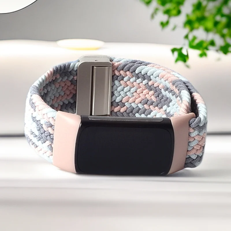 Correa magnética de nailon con lazo elástico para Fitbit Charge6, pulsera de repuesto elástica trenzada para Fitbit Charge5/Charge6