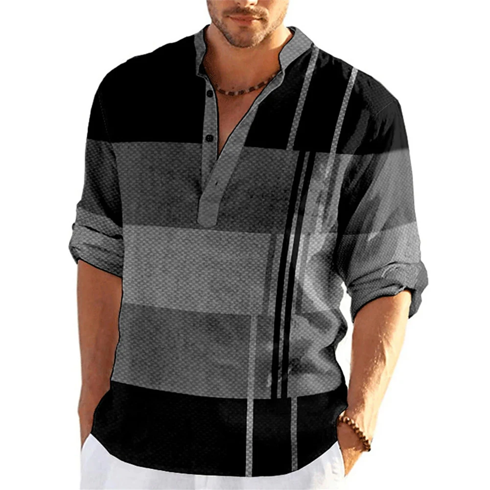 Affordable Brand New Fashion T Shirt Men Shirt Slight Stretch T Shirt Top V Neck Blouse Long Sleeve Print Shirt