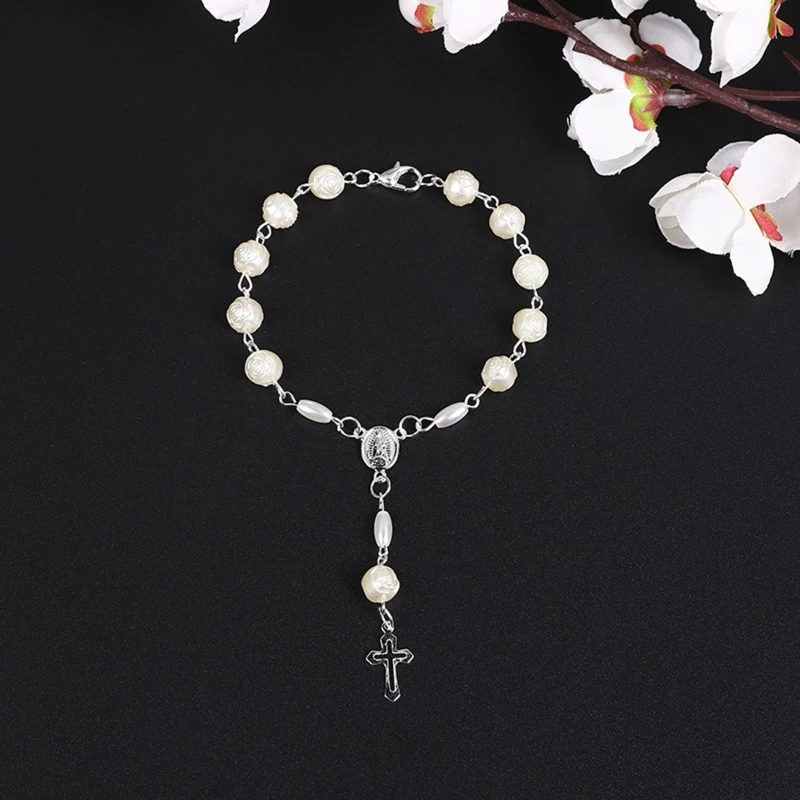 Catholic Church Crucifix for Cross Pendant Rosary Bracelet Christ Prayer Resin Rosaries Beads Chain Religious Jewelry