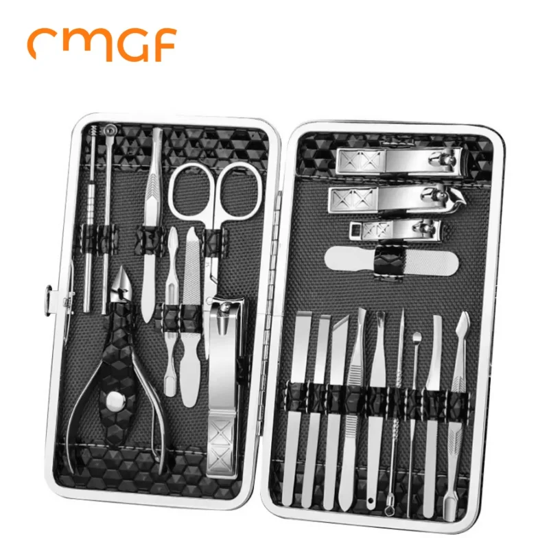 21Pcs Stainless Steel Manicure Kit Nail Clippers Kit Pedicure Care Tools Grooming Tools With PU LeatherCase TB9195