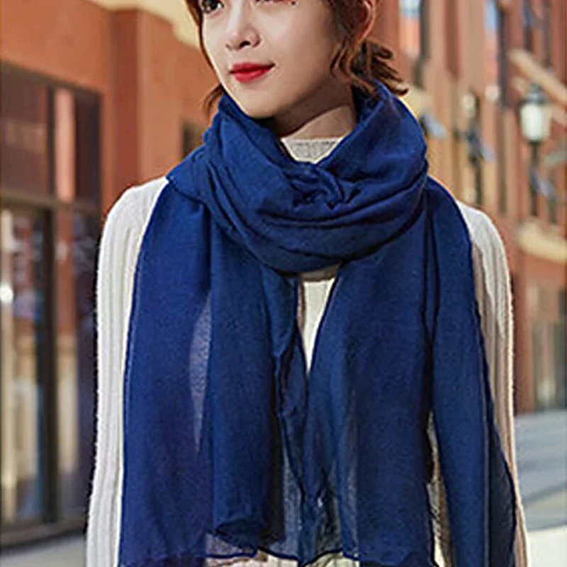 

Women Style Windproof Scarf Shawls Wraps Solid Color Cotton Warm Scarves Winter Spring Gift