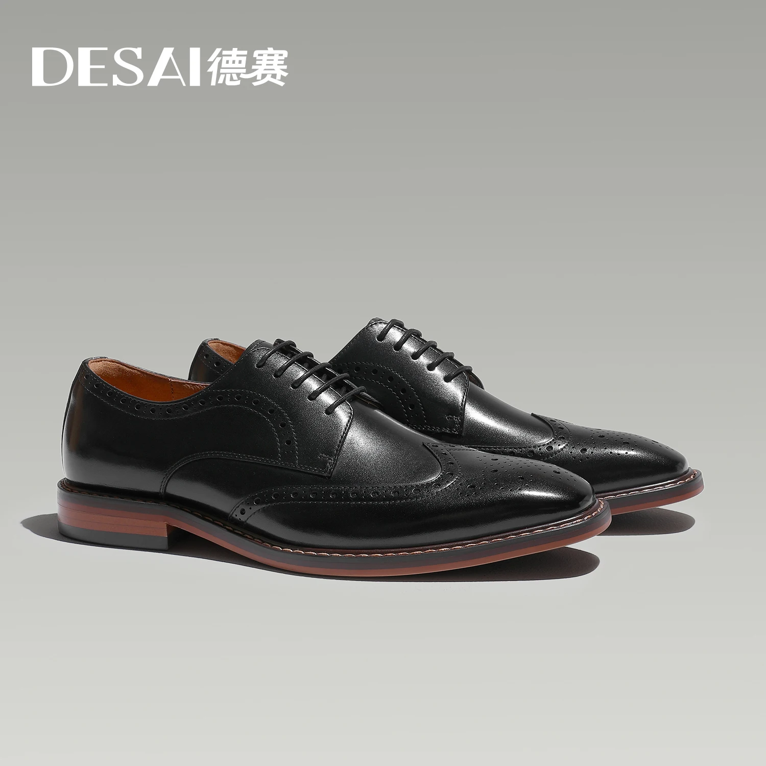 

DESAI Men Dress Shoes Genuine Leather For Men Cowboy Business Formal Brogue New Arrivals Derby Style Up to Size 13 Gifts