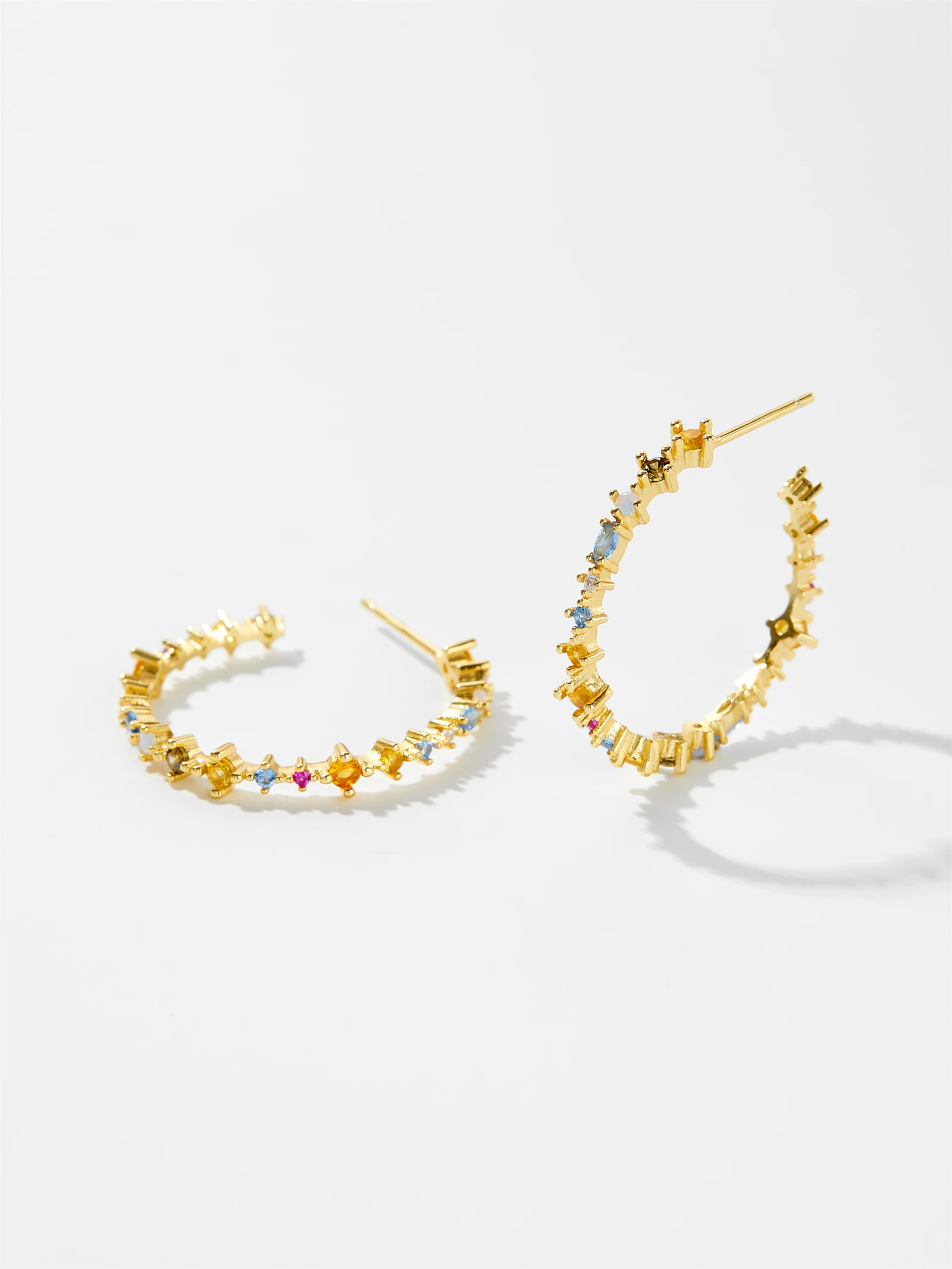 DPLAOPA 100% 925 Sterling Silver Rainbow Zircon Cirle Hoop Earrings 2024 New Fine Party Birthday Multiple styles Jewelry
