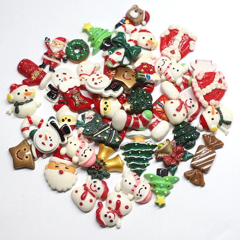 ชาร์มตกแต่งเล็บลายการ์ตูน 50 ชิ้น แบบผสม ตัวการ์ตูนน่ารัก หมี มนุษย์หิมะ ขนมหวาน อุปกรณ์ตกแต่งเล็บสำหรับงาน DIY ทำเล็บมือ งานฝีมือ