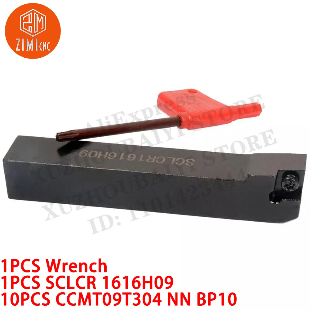 1 قطعة SCLCR 1616H09 حامل تحويل خارجي بزاوية 95 درجة و16 مم + 10 قطع CCMT09T304 NN إدخالات كربيد CNC مخرطة معدنية ميكانيكية أداة قطع
