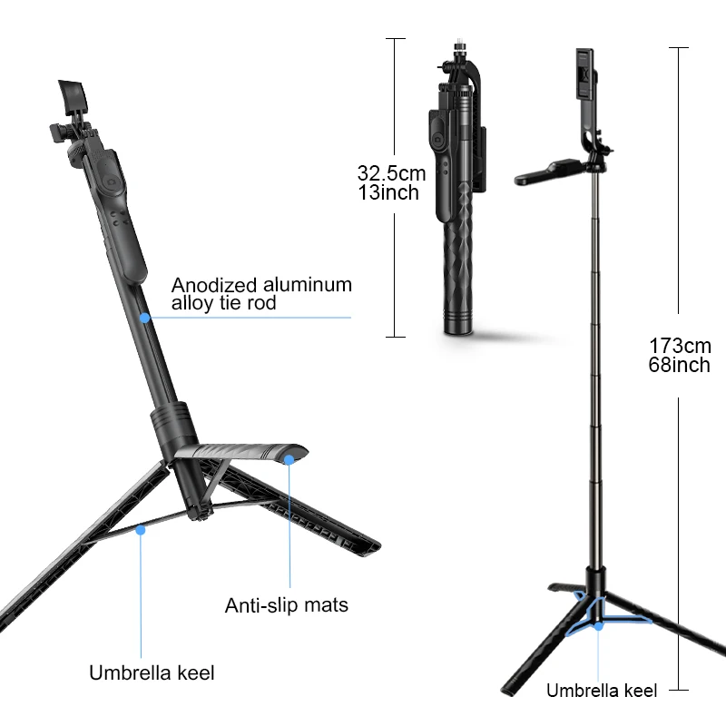 Portable Wireless K28 Selfie Stick Tripod Stand Foldable Extendable With Remote Bluetooth For Smartphones TIKTOK Shooting Live