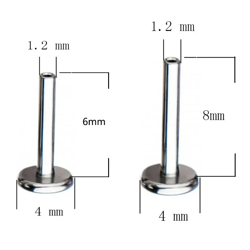 ASTM F136 Titanium Ear Lip Studs with CZ Paved Top