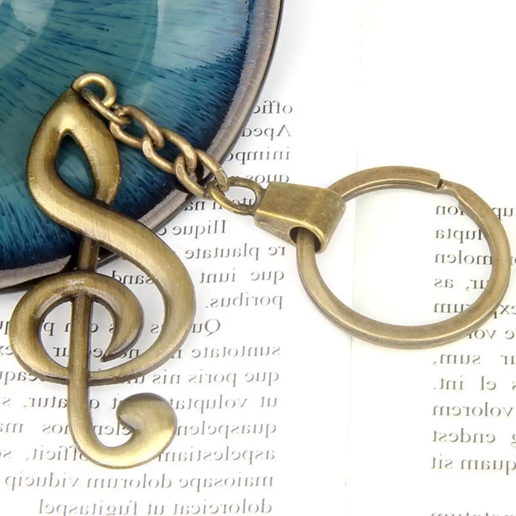 

Literary Music Symbol Keychain Vintage Copper Pendant Ornament for Bag Wallet Car Accessories