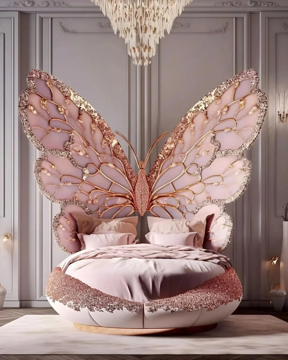 Modern simple light luxury men's and women's child bed Teen child bed Bedroom Room Creative luxury butterfly bed